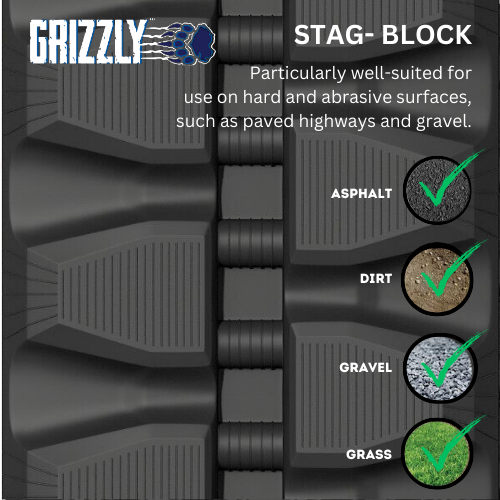 Rubber Tracks Warehouse CASE Rubber Track CASE 15 MAXI Rubber Track 230x48x62 ( 9" ) Staggered Block Pattern