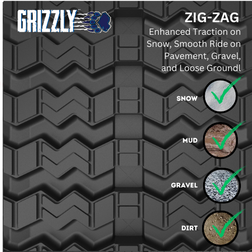 Rubber Tracks Warehouse CAT Rubber Track CAT 255 Rubber Track 400x86x52 ( 16" ) Zig Zag Pattern