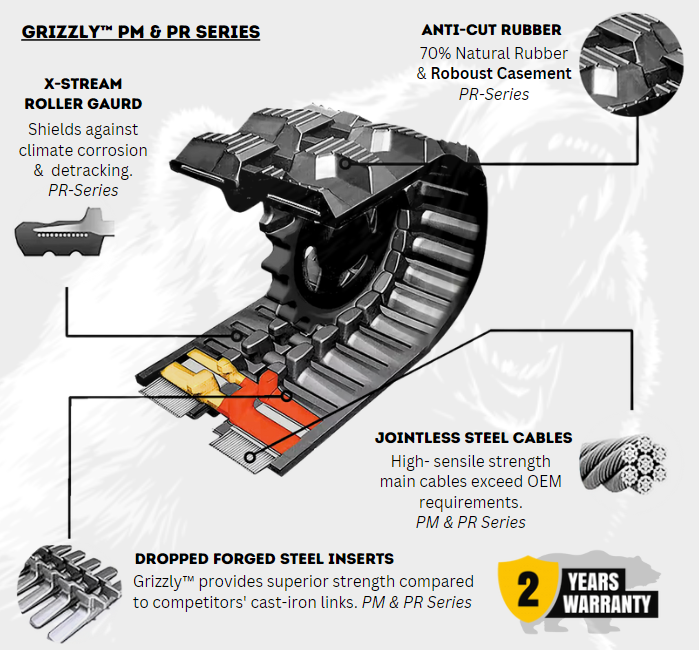 Rubber Tracks Warehouse Bobcat Rubber Track Set of Bobcat T76 Tracks 320x86x53 ( 13" ) Staggered Block Pattern